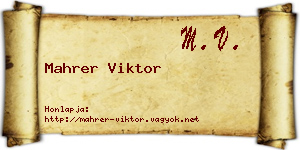 Mahrer Viktor névjegykártya